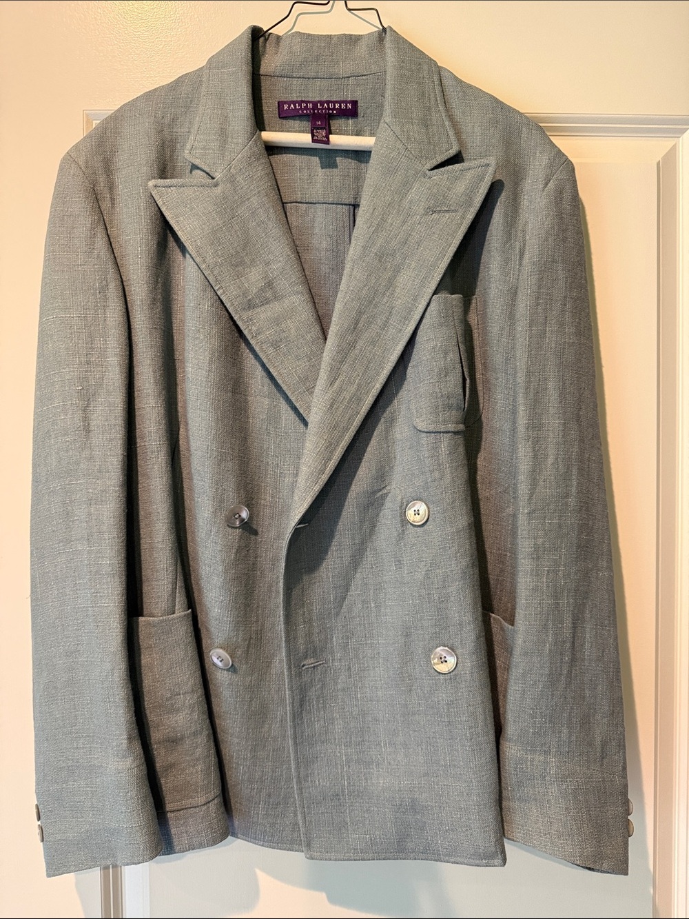 Ralph Lauren Purple Label Double-Breasted Linen Blazer - Picture 2 of 6
